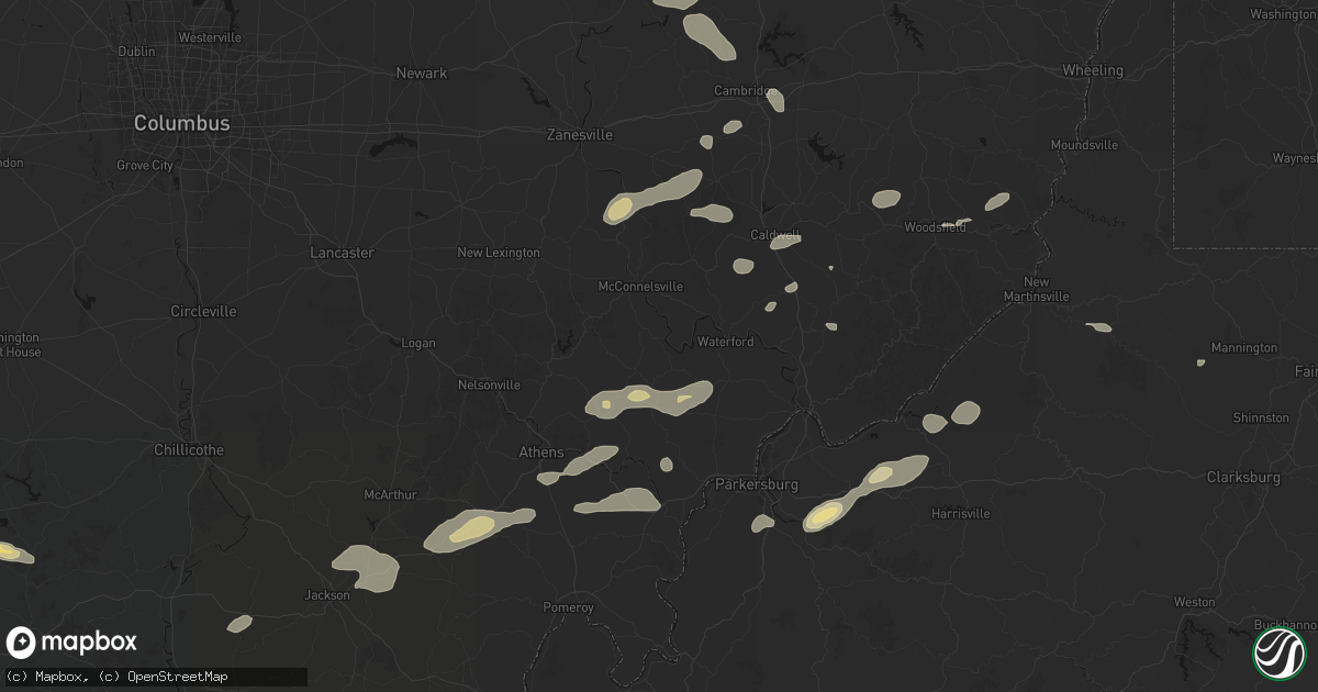 Hail map in Stockport, OH on August 22, 2026