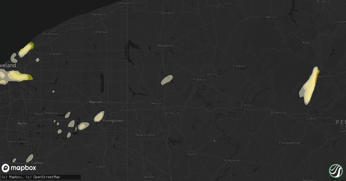 Hail map in Stoneboro, PA on August 22, 2026