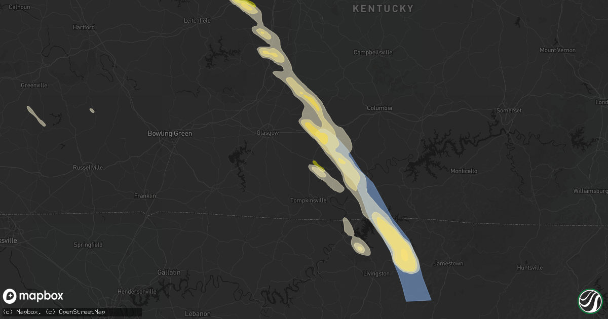 Hail map in Summer Shade, KY on August 22, 2026