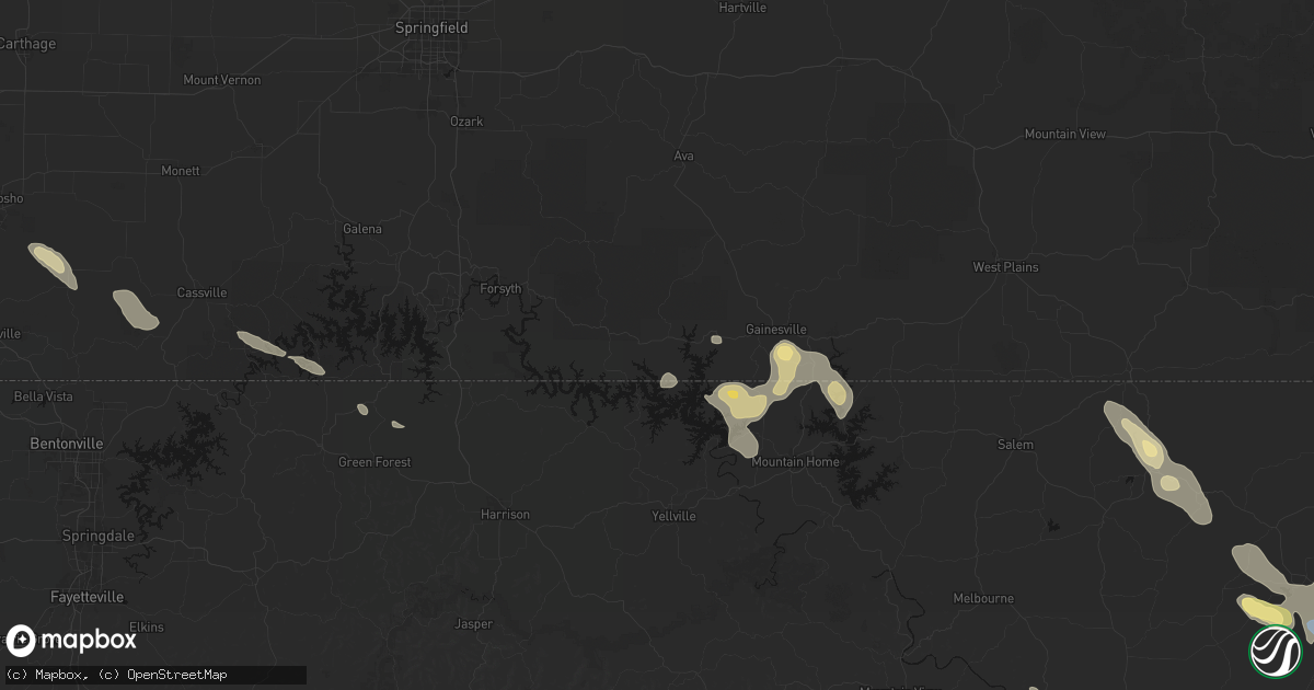 Hail map in Theodosia, MO on August 22, 2026