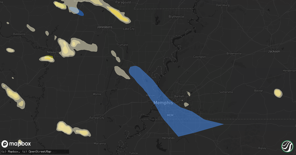 Hail map in Turrell, AR on August 22, 2026