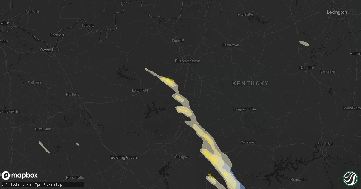 Hail map in Upton, KY on August 22, 2026