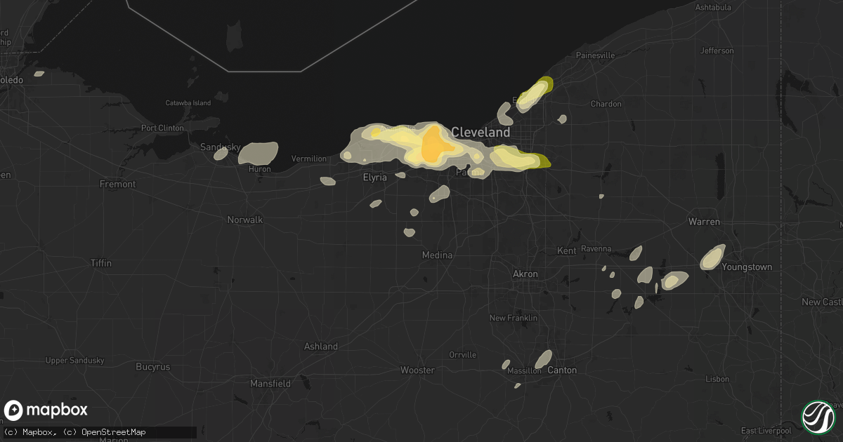 Hail map in Valley City, OH on August 22, 2026