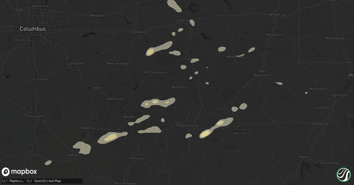 Hail map in Waterford, OH on August 22, 2026