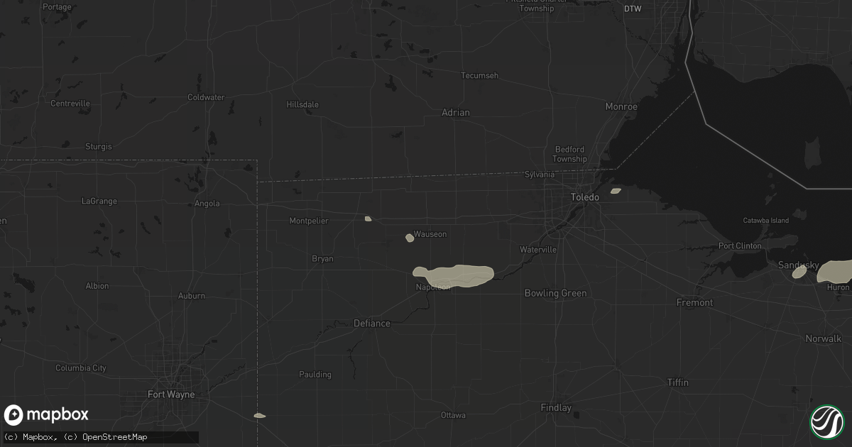 Hail map in Wauseon, OH on August 22, 2026