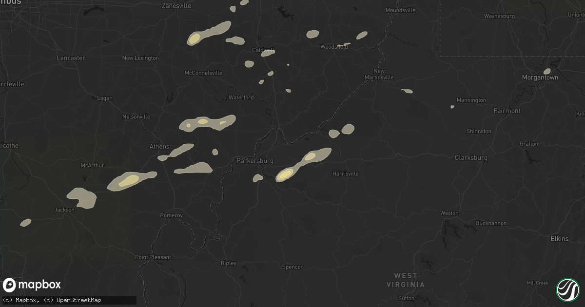 Hail map in Waverly, WV on August 22, 2026
