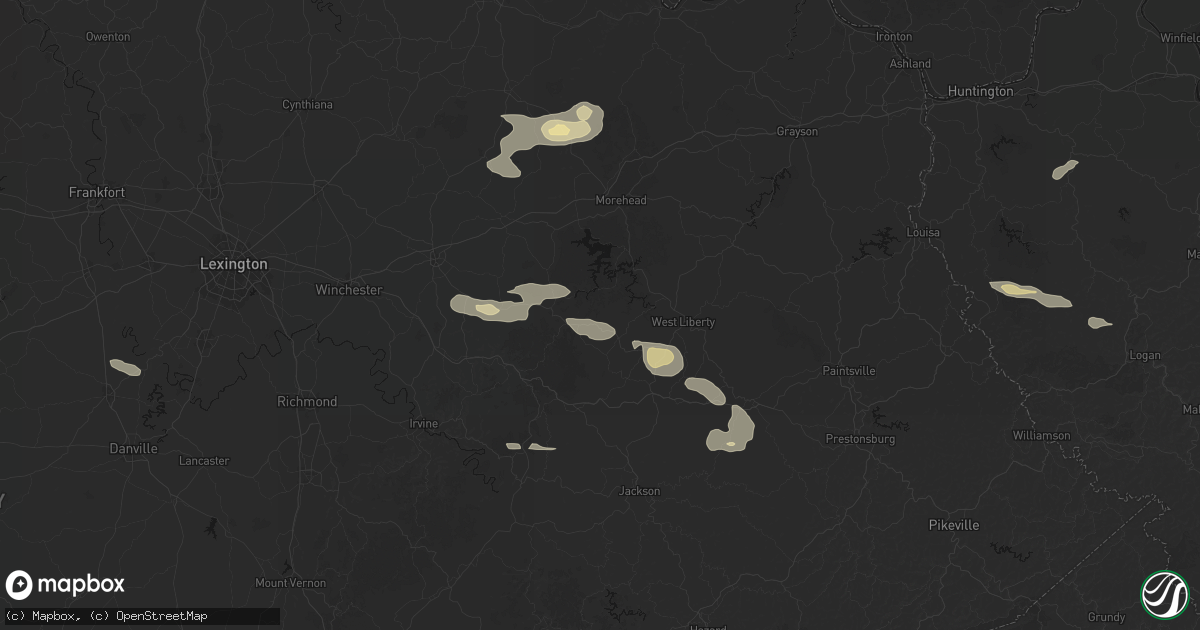 Hail map in Wellington, KY on August 22, 2026