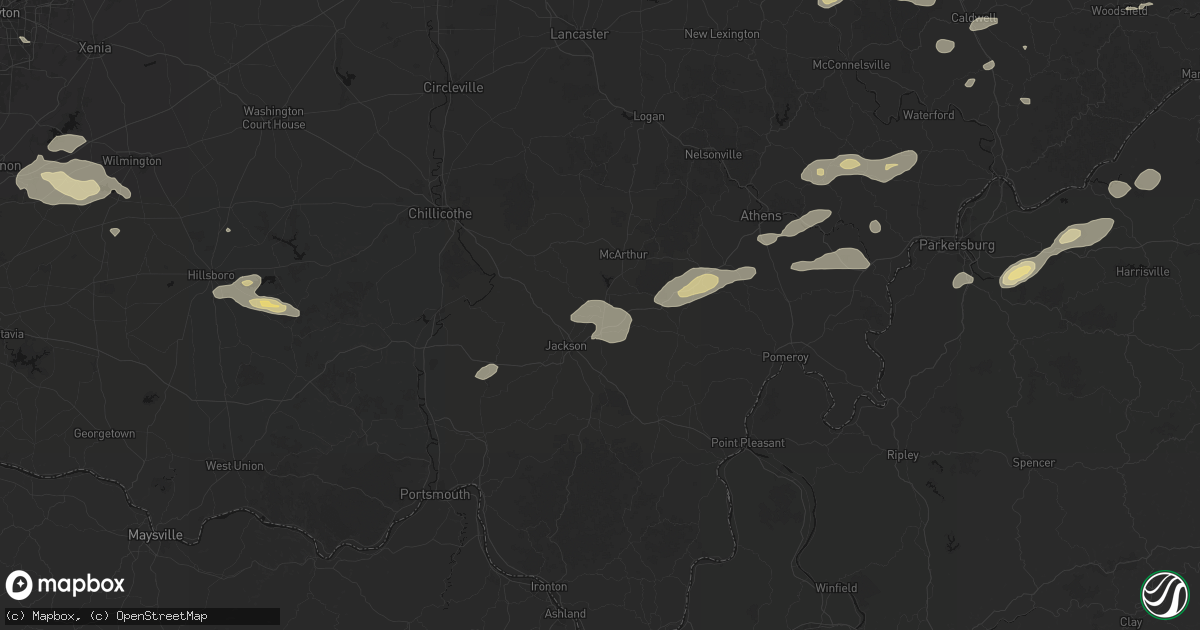 Hail map in Wellston, OH on August 22, 2026