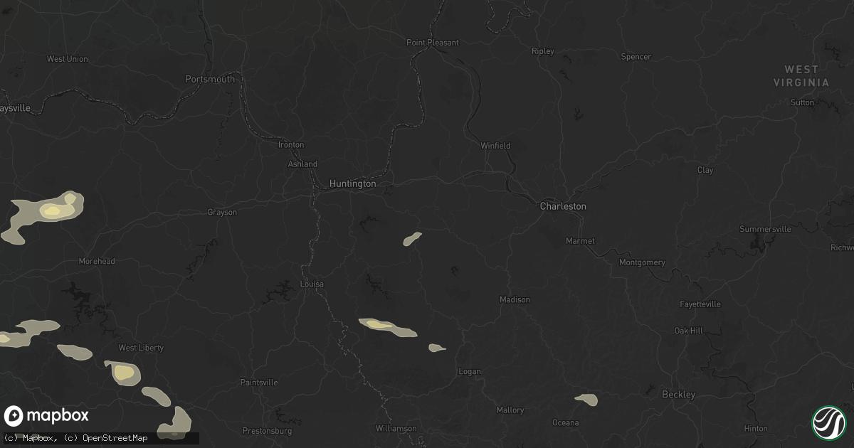 Hail map in West Hamlin, WV on August 22, 2026