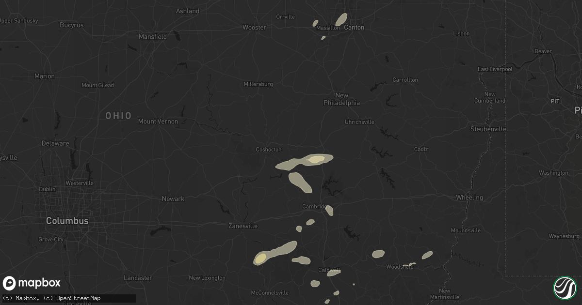 Hail map in West Lafayette, OH on August 22, 2026