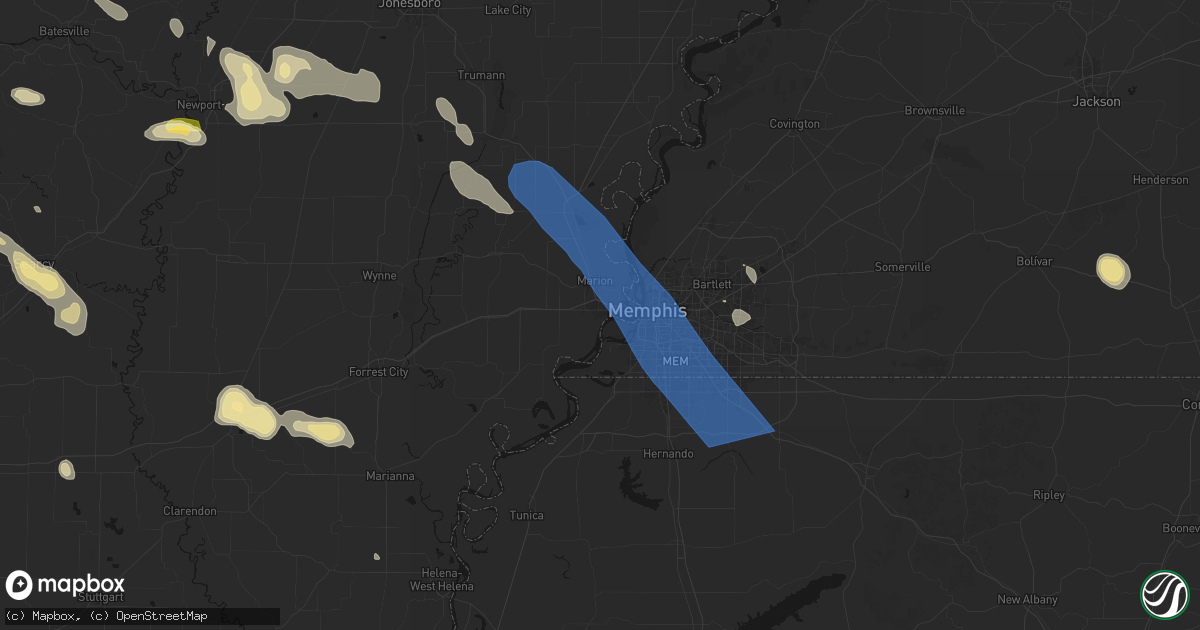 Hail map in West Memphis, AR on August 22, 2026