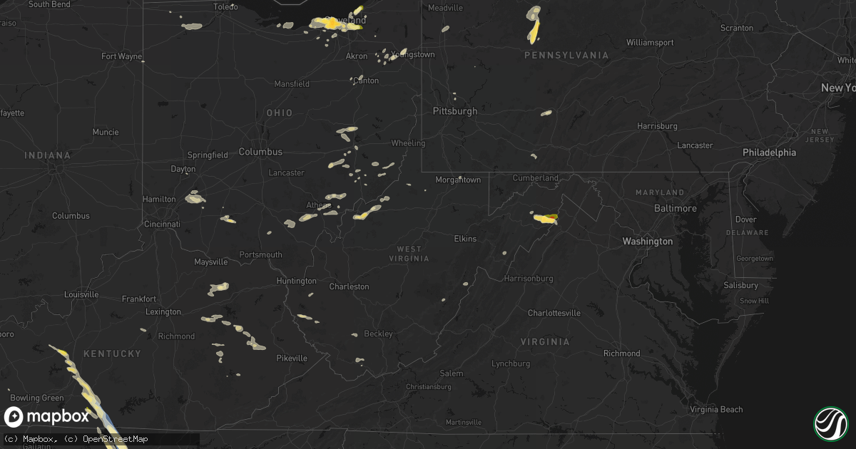 Hail map in West Virginia on August 22, 2026