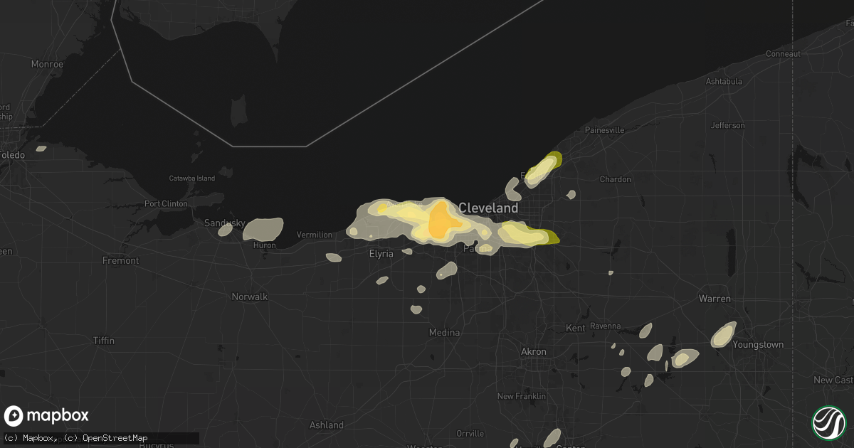 Hail map in Westlake, OH on August 22, 2026
