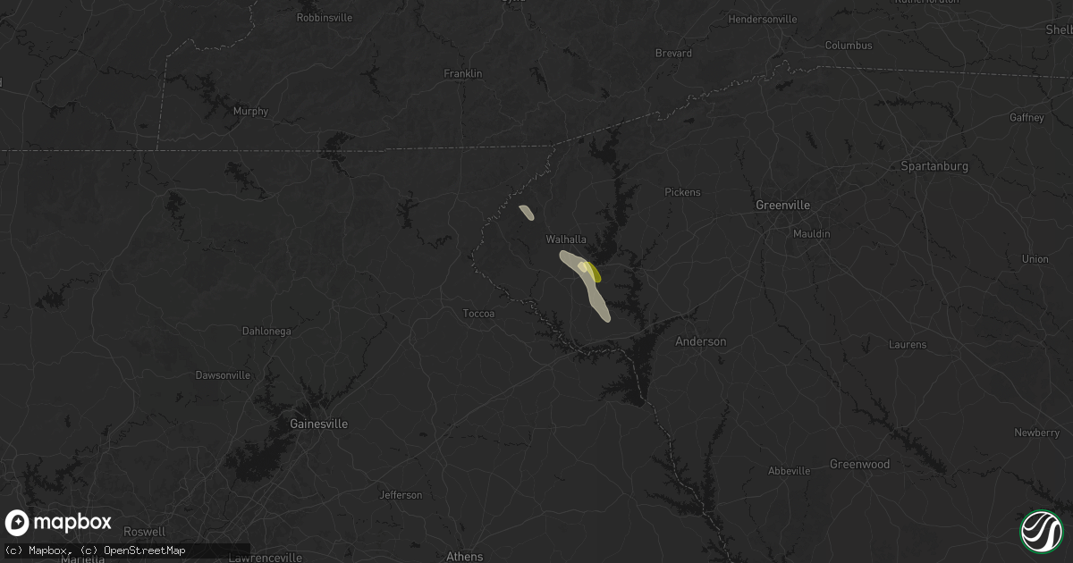 Hail map in Westminster, SC on August 22, 2026