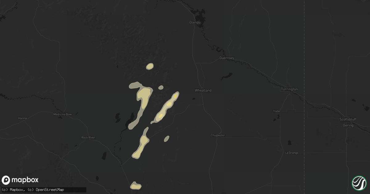 Hail map in Wheatland, WY on August 22, 2026