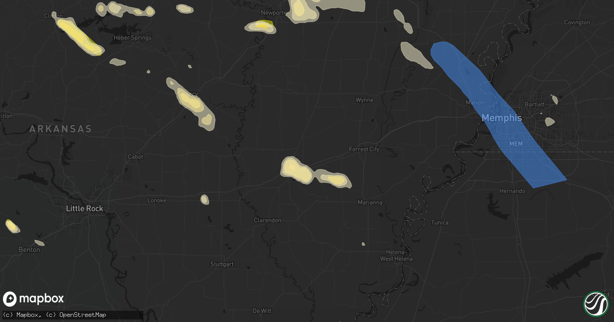 Hail map in Wheatley, AR on August 22, 2026