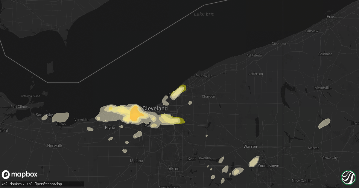 Hail map in Wickliffe, OH on August 22, 2026