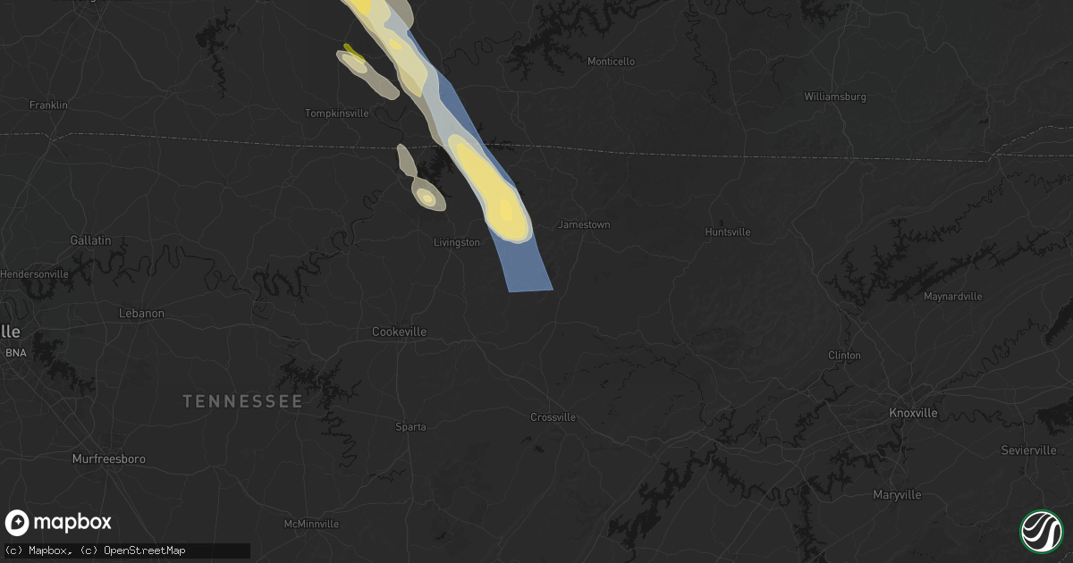 Hail map in Wilder, TN on August 22, 2026