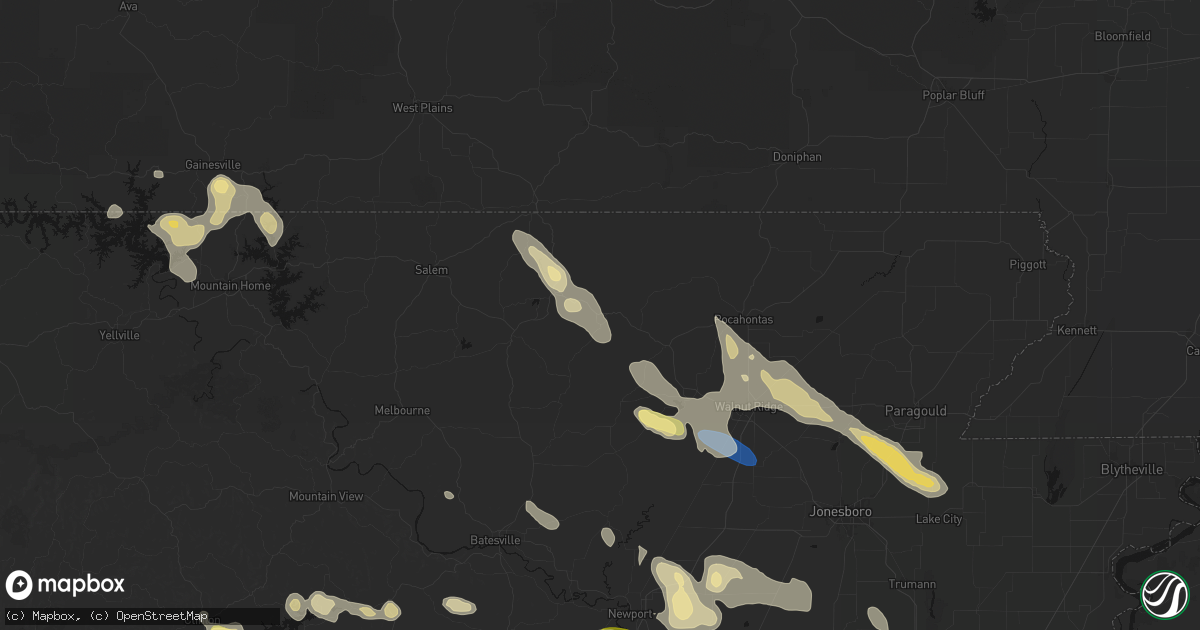 Hail map in Williford, AR on August 22, 2026