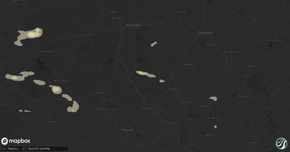 Hail map in Wilsondale, WV on August 22, 2026