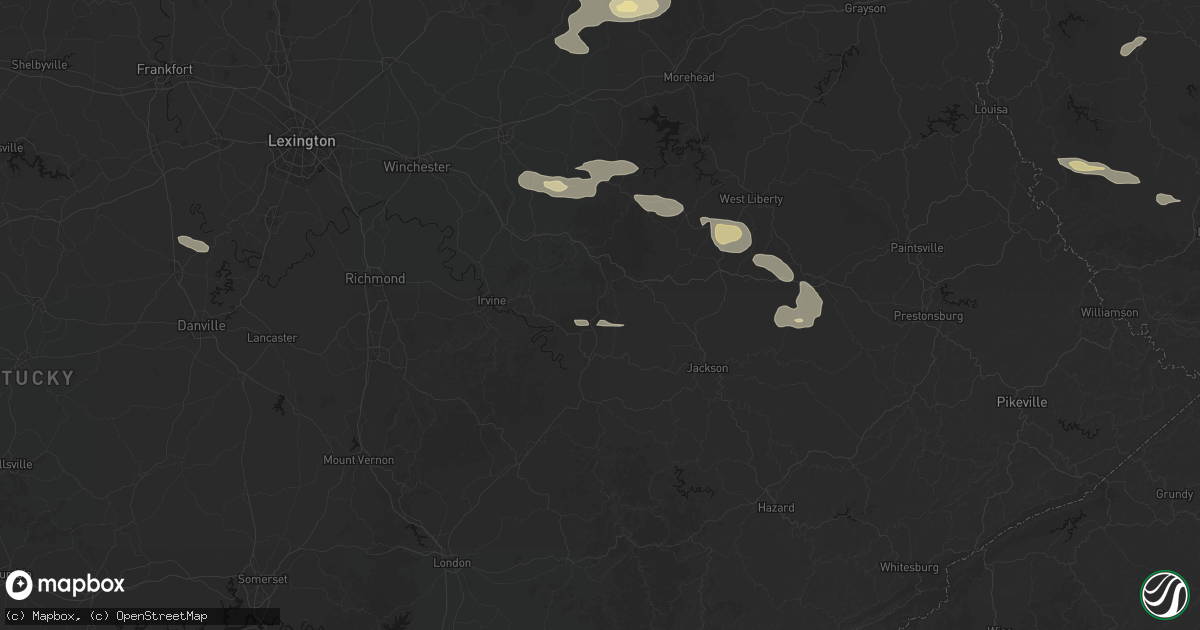 Hail map in Zoe, KY on August 22, 2026