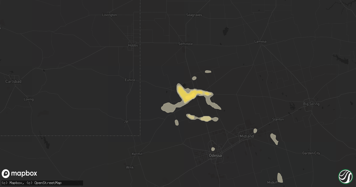 Hail map in Andrews, TX on August 23, 2015