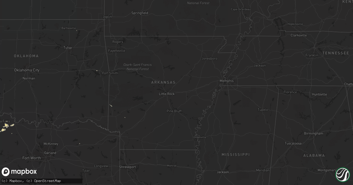 Hail map in Arkansas on August 23, 2015