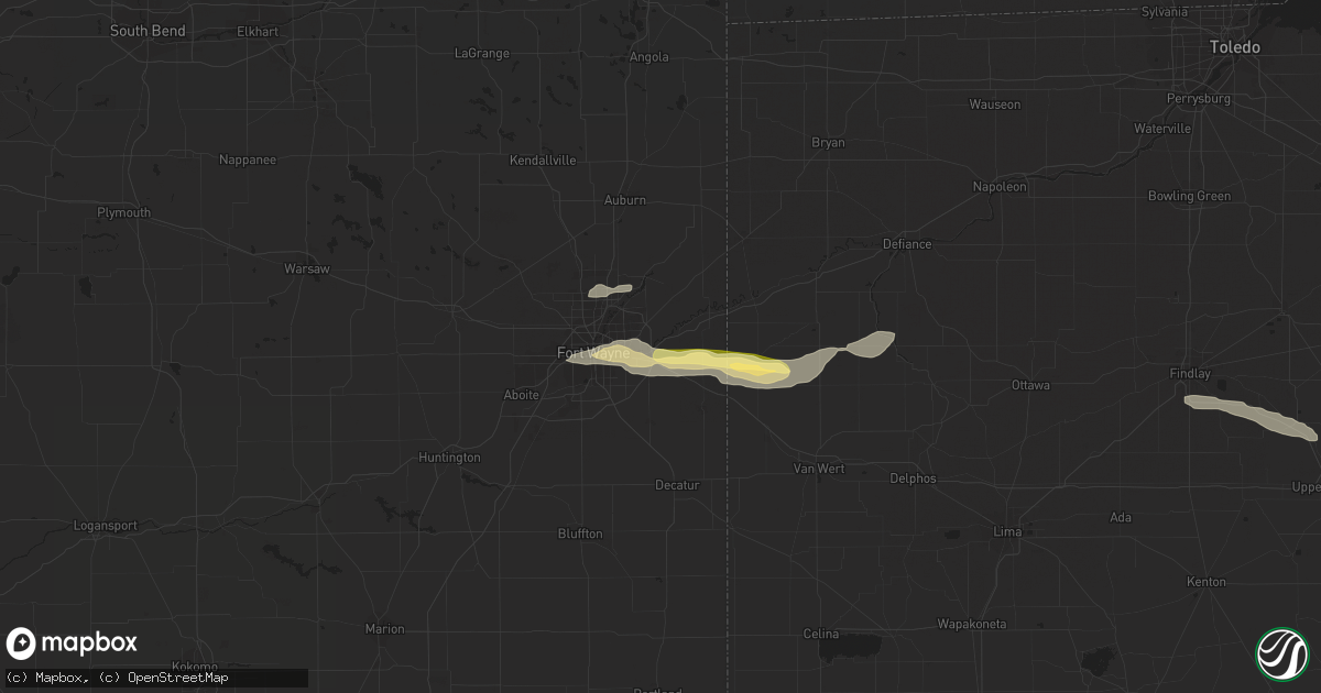Hail map in New Haven, IN on August 23, 2015
