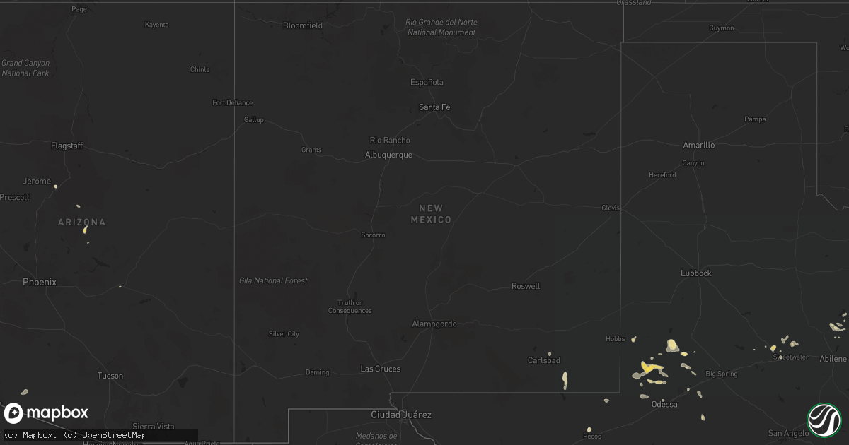 Hail map in New Mexico on August 23, 2015