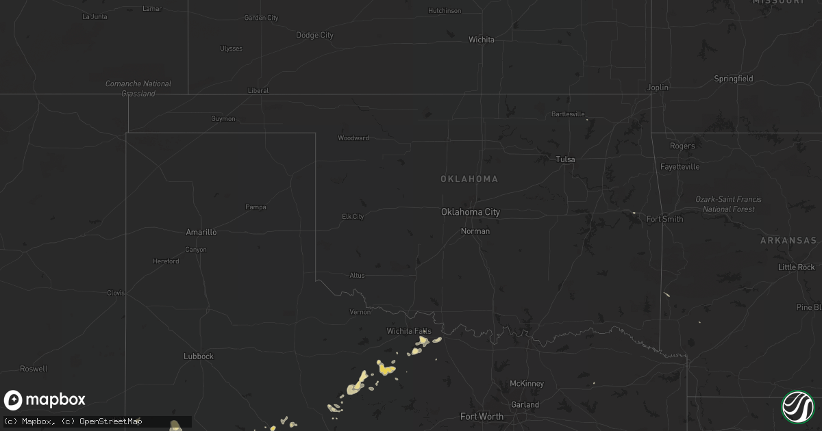 Hail map in Oklahoma on August 23, 2015