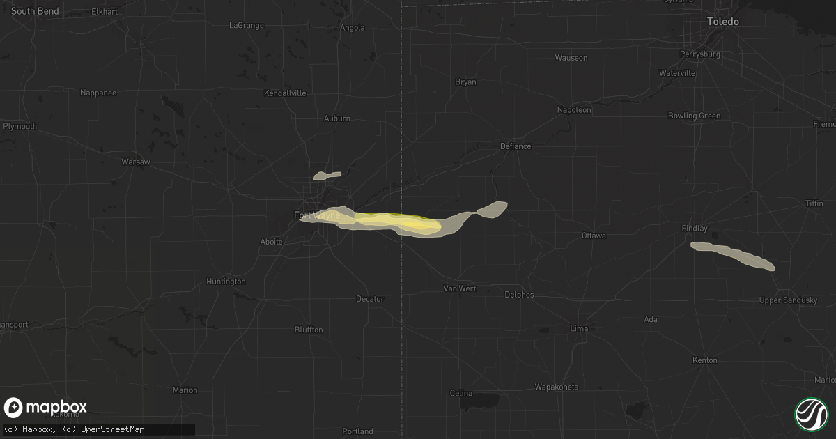 Hail map in Payne, OH on August 23, 2015