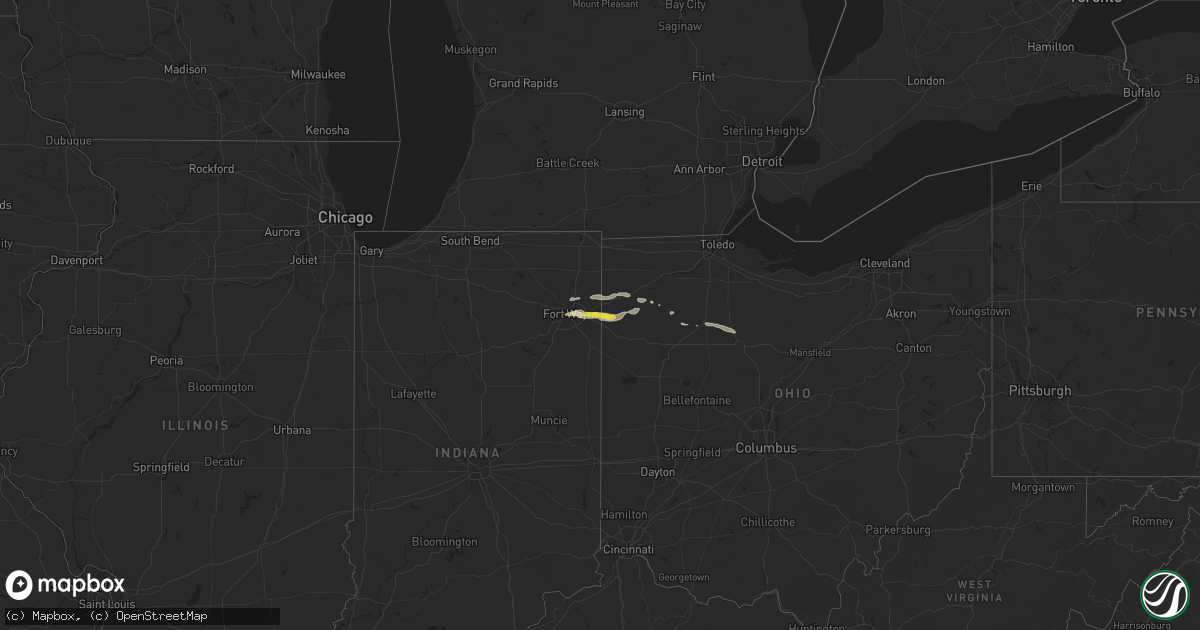 Hail map on August 23, 2015