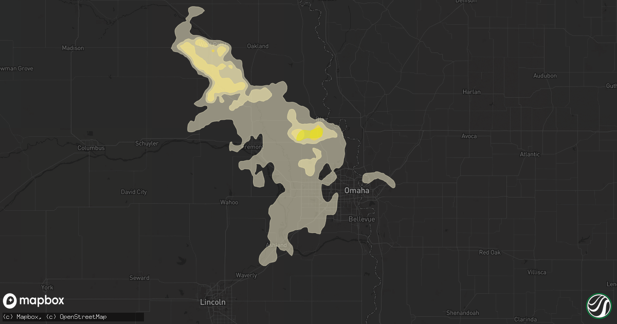 Hail map in Bennington, NE on August 23, 2016