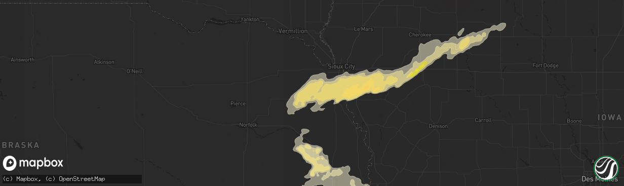 Hail map in Emerson, NE on August 23, 2016