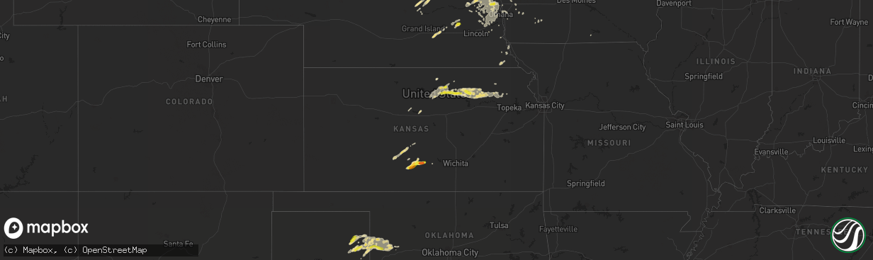 Hail map in Kansas on August 23, 2016