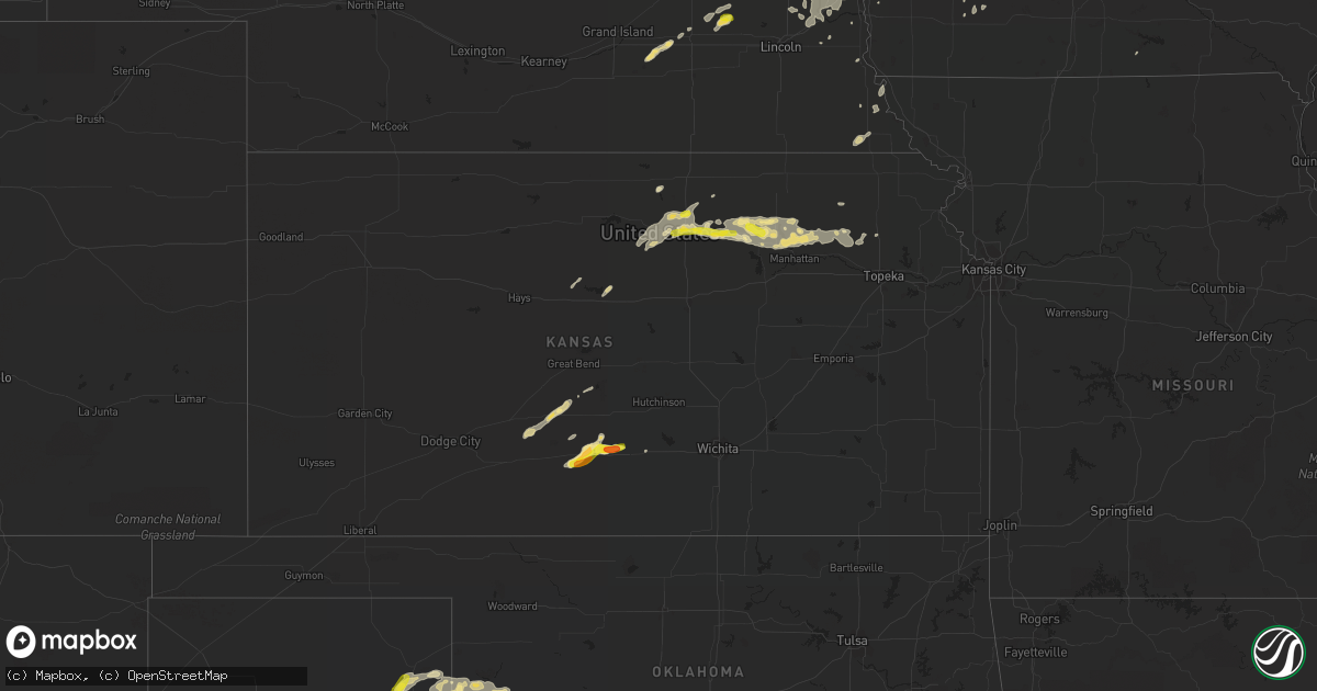 Hail map in Kansas on August 23, 2016