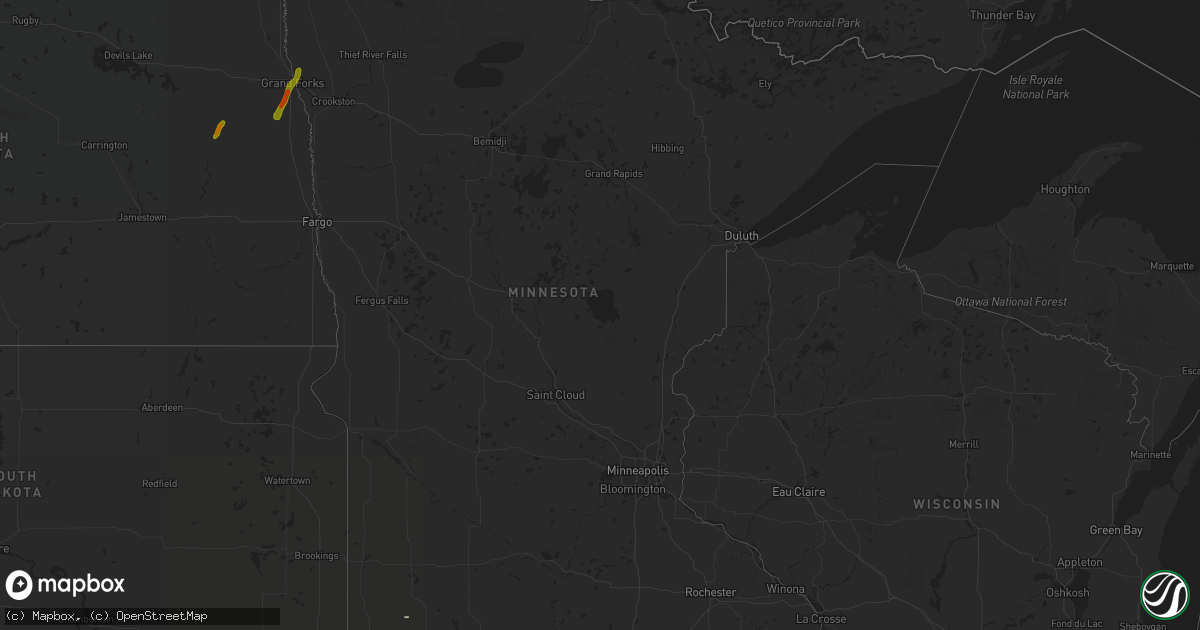 Hail map in Minnesota on August 23, 2016