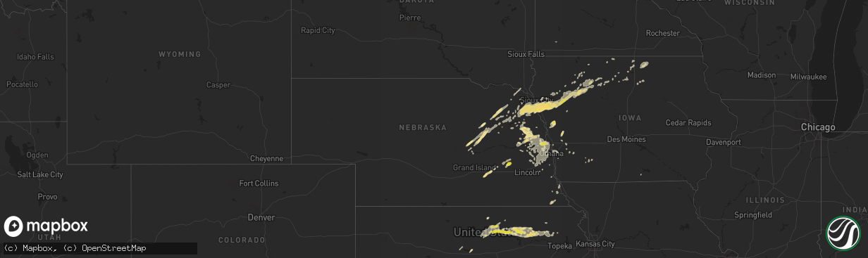 Hail map in Nebraska on August 23, 2016