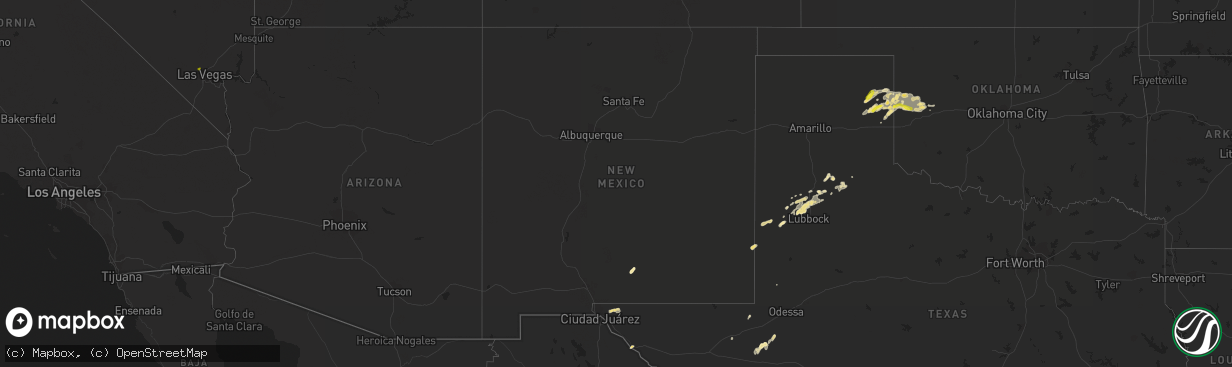 Hail map in New Mexico on August 23, 2016