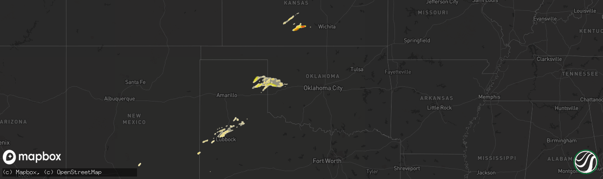 Hail map in Oklahoma on August 23, 2016