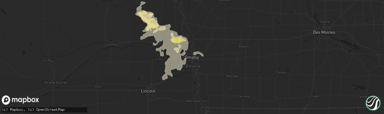 Hail map in Omaha, NE on August 23, 2016