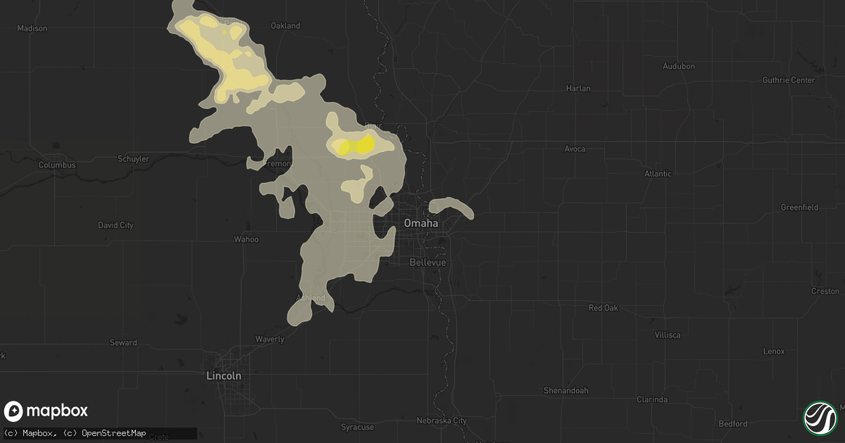 Hail map in Omaha, NE on August 23, 2016