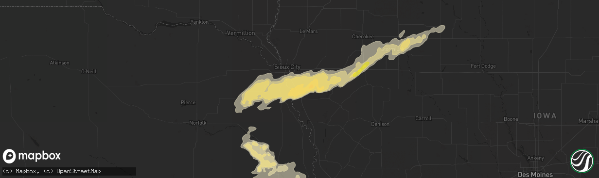 Hail map in Salix, IA on August 23, 2016