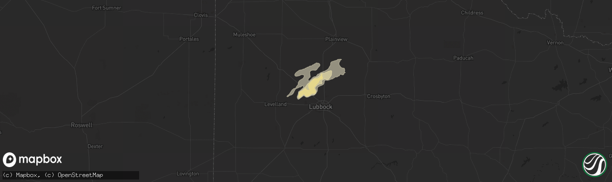 Hail map in Shallowater, TX on August 23, 2016