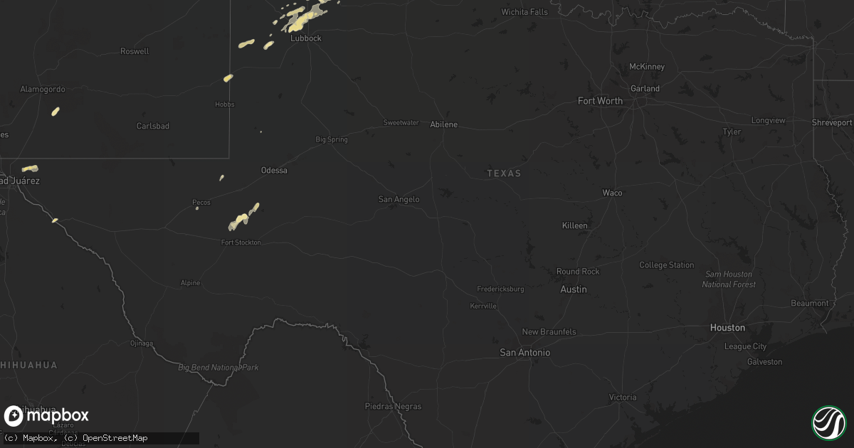 Hail map in Texas on August 23, 2016