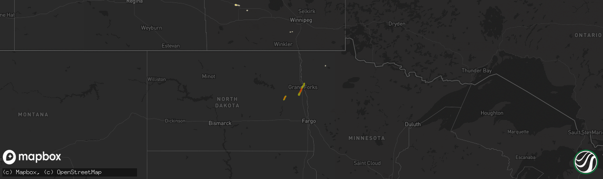 Hail map on August 23, 2016