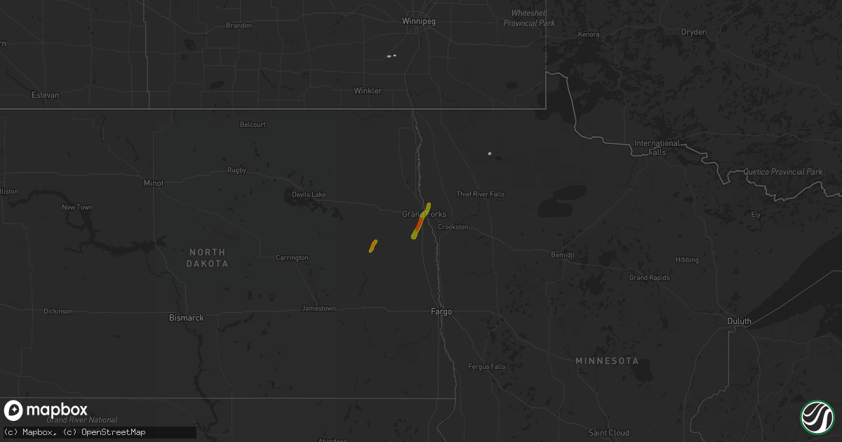 Hail map on August 23, 2016