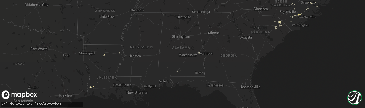 Hail map in Alabama on August 23, 2017