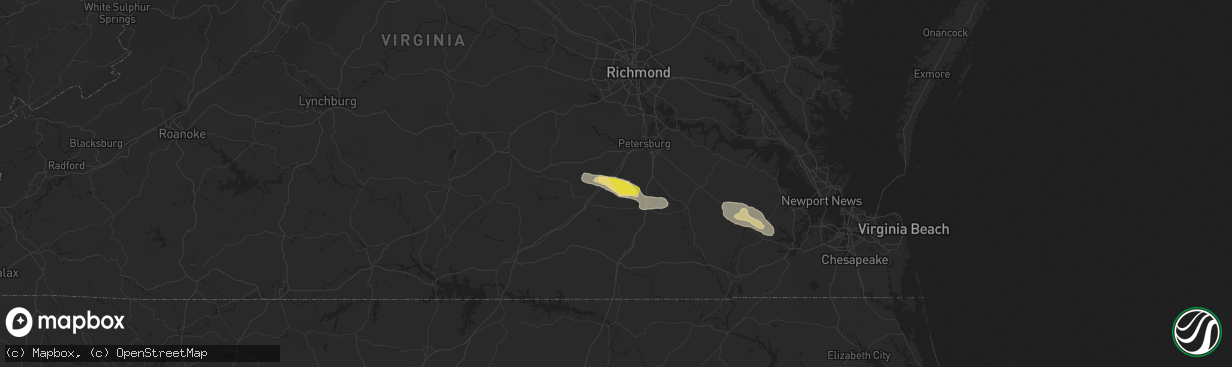 Hail map in Dinwiddie, VA on August 23, 2017