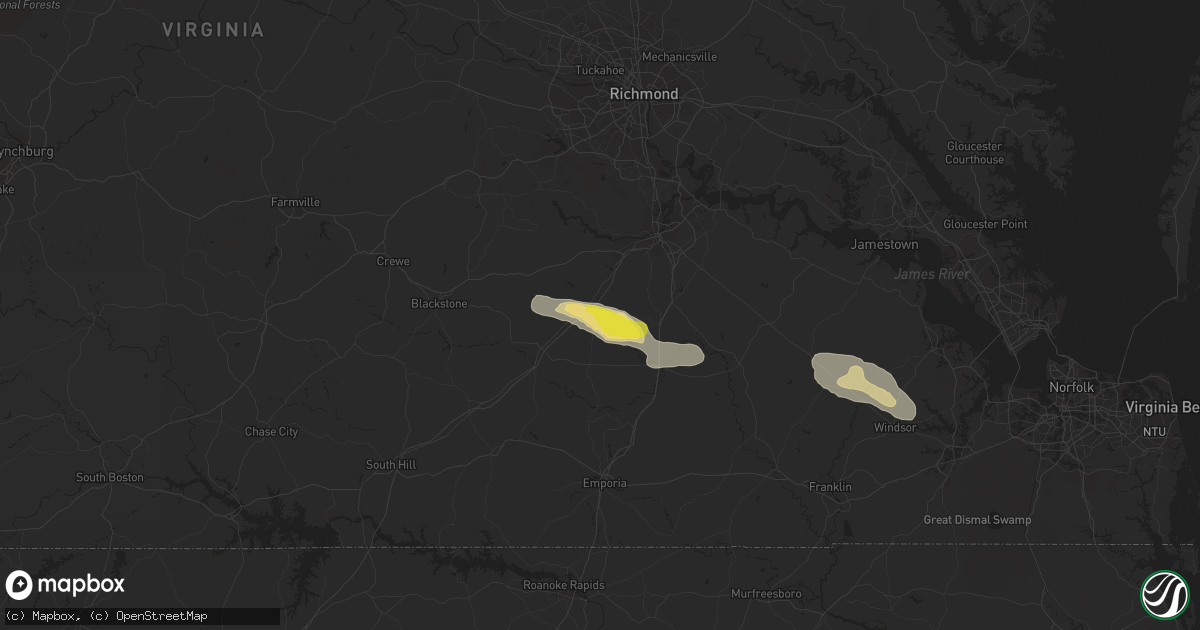 Hail map in Dinwiddie, VA on August 23, 2017
